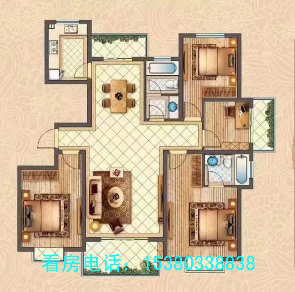 高郵世貿(mào)附近 陸宇中央郡四期 電梯洋房 毛坯四室兩衛(wèi)